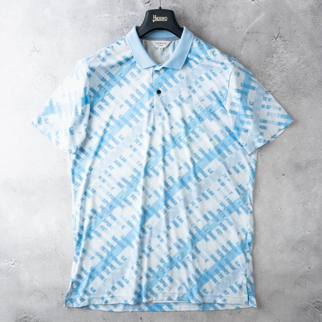 ランバン スポール 半袖 ポロシャツ 44 (2XL) 総柄 吸汗速乾 ゴルフ