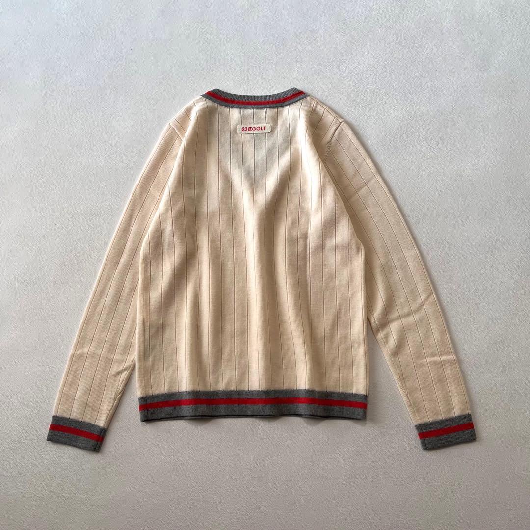 新品 23区GOLF Vネック ワッペン付き ニット プルオーバー