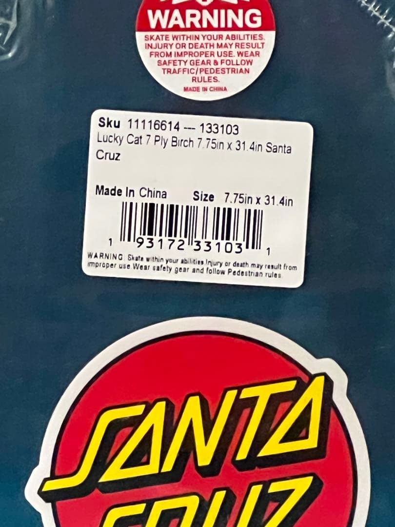新品SANTA CRUZ 招き猫 スケートボードデッキ 7.75インチ