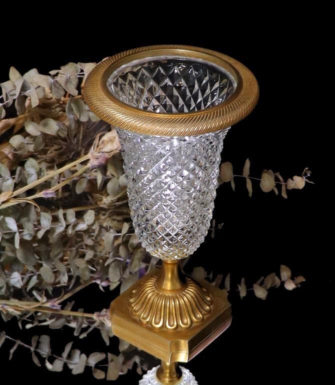 オールド・バカラ 1890年頃 ブロンズ装飾 ディアマン・ビゾー 壺 花瓶 金