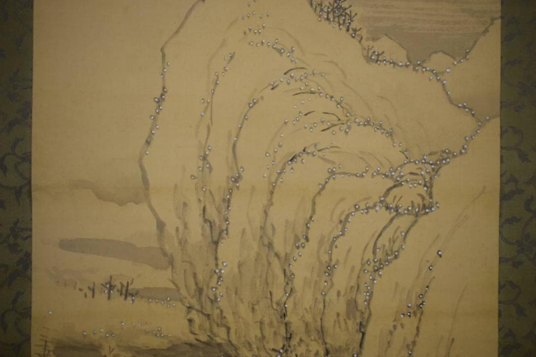 真作/雲石/雪景山水人物画賛/布袋屋掛軸HJ-257