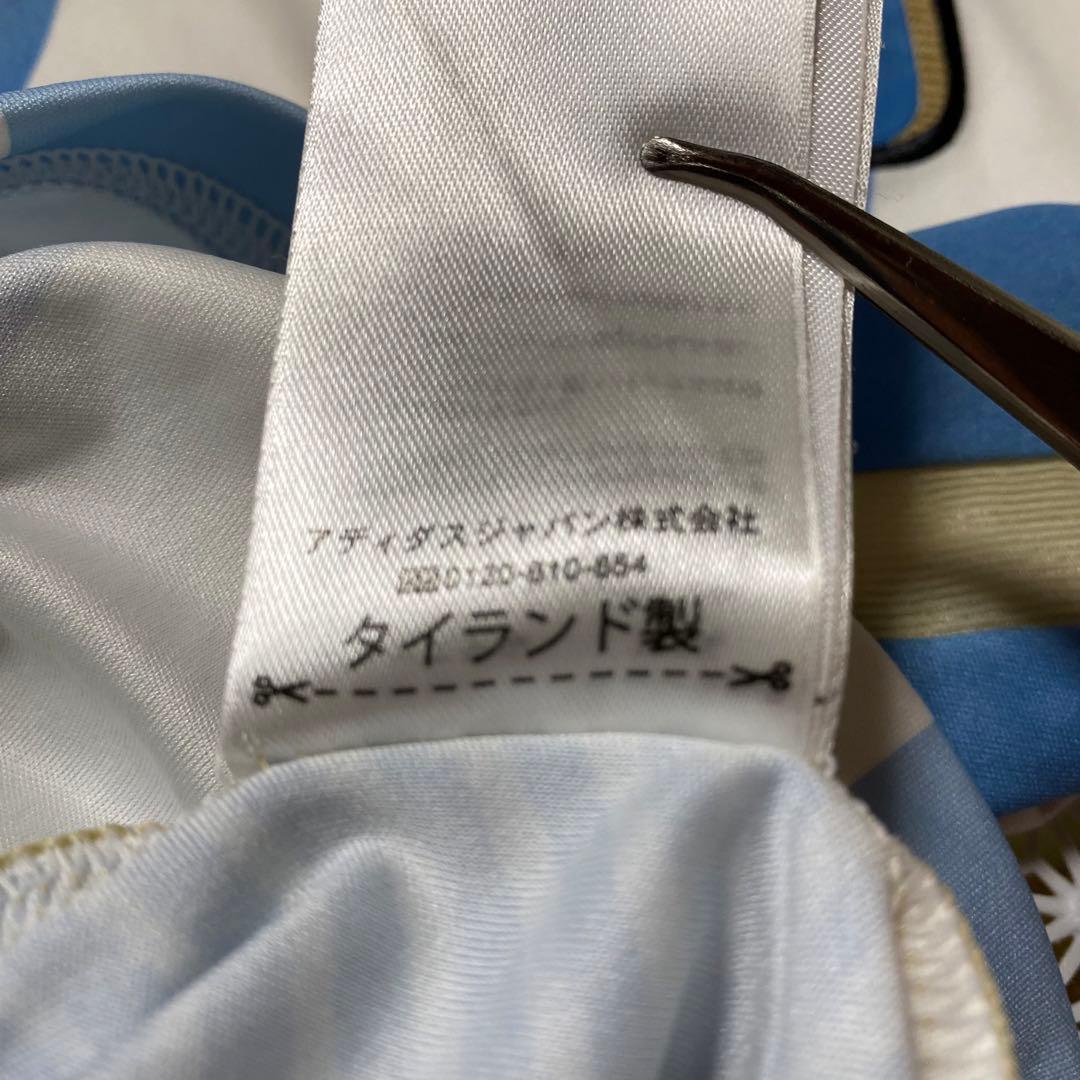 『adidas』アディダス（F）白/青/黒/Tシャツ/Vネック/刺繍ロゴ/半袖