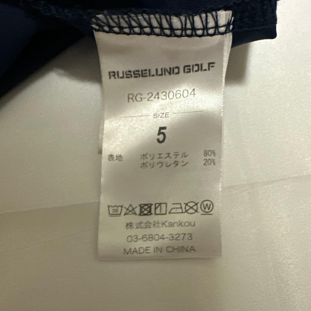美品RUSSELUNOGOLFラッセルノゴルフネイビー 長袖シャツサイズ5