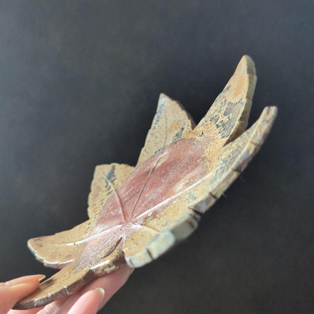 骨董品　陶芸　茶道具　備前焼　藤原陶臣　向付　料亭　割烹　紅葉銘々皿　葉皿　5枚