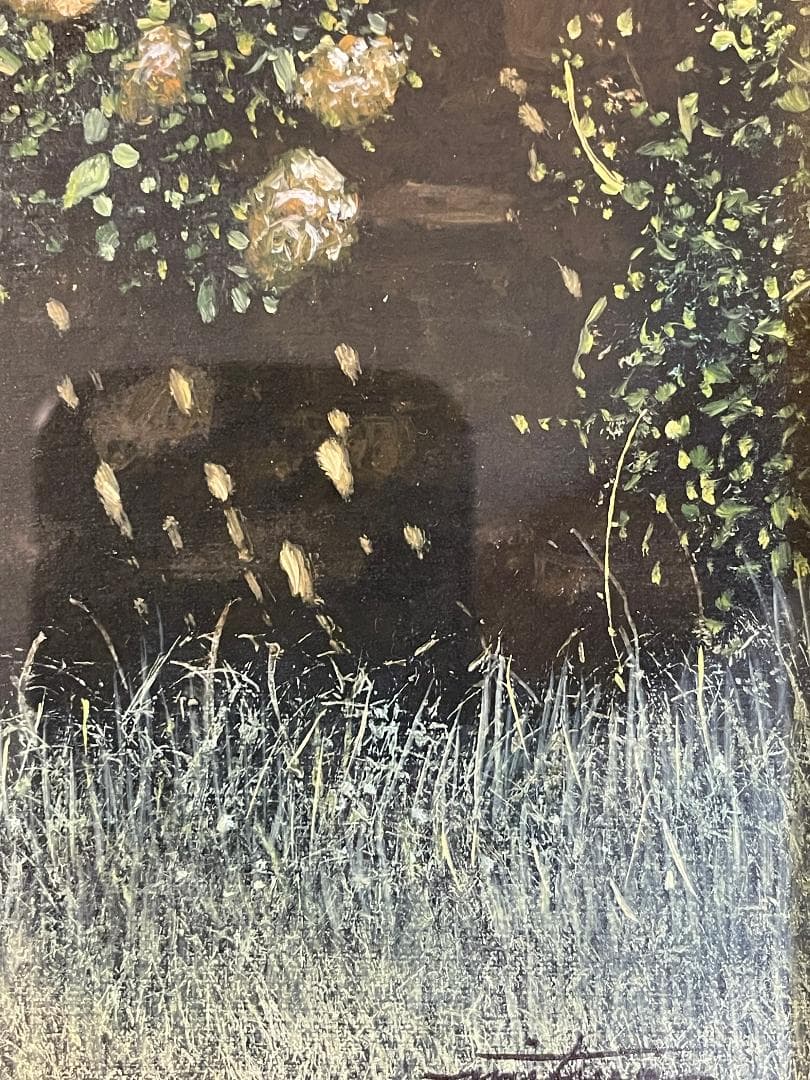 「真作」中司満夫「光の搖らぎ」風景画　油彩画　額装　サイン有り　F3号