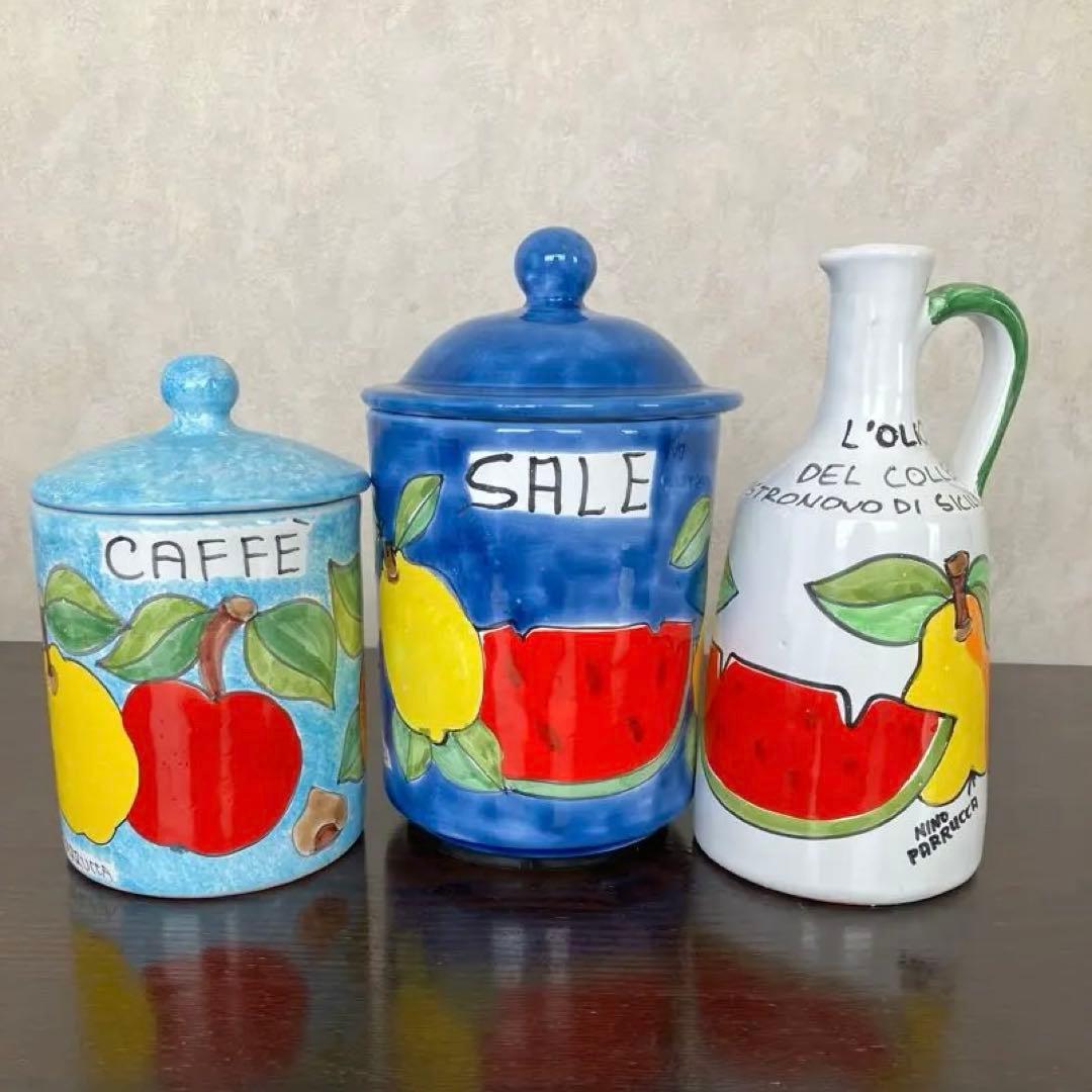 イタリア　シチリア島　ニーノパルッカ陶器3点セット　出品2月28日まで