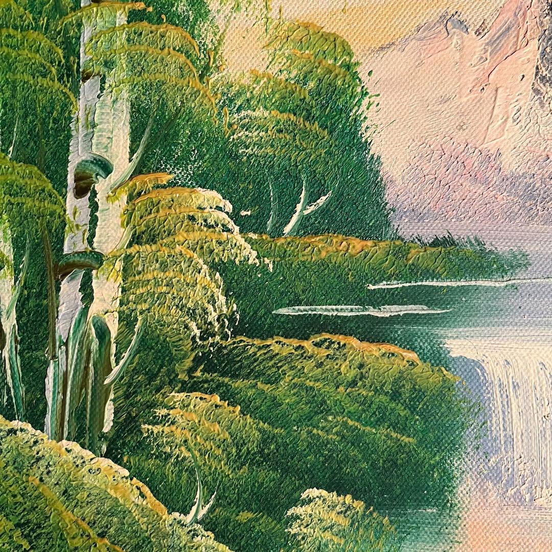 手書き油絵 山河 額付 肉筆絵画 インテリア 油彩画