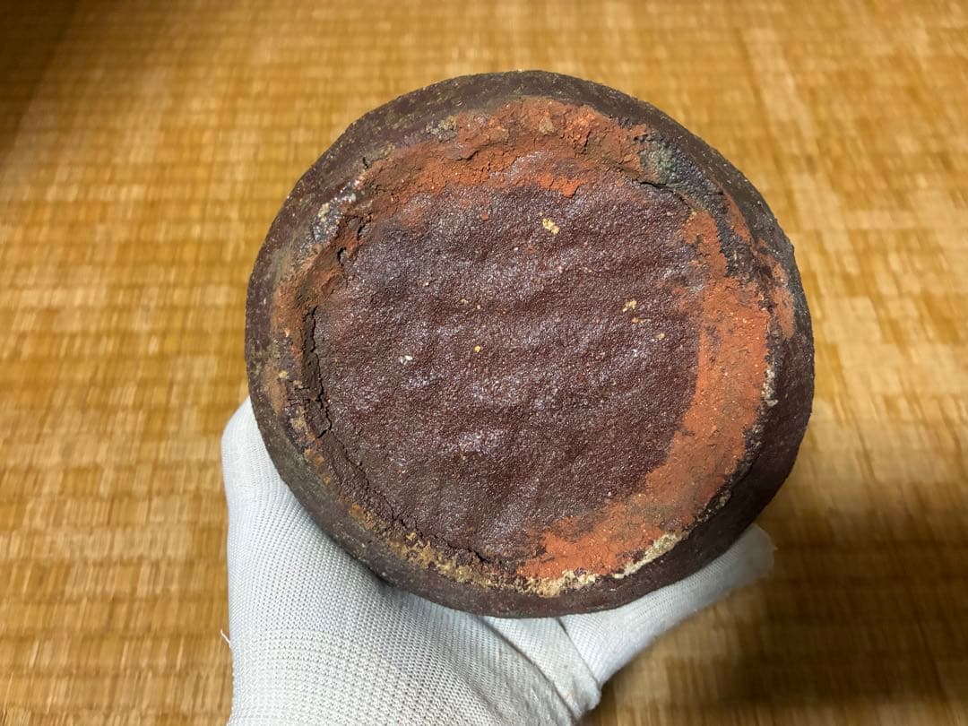 古い 陶器 うずくまる 壺 花入 時代物