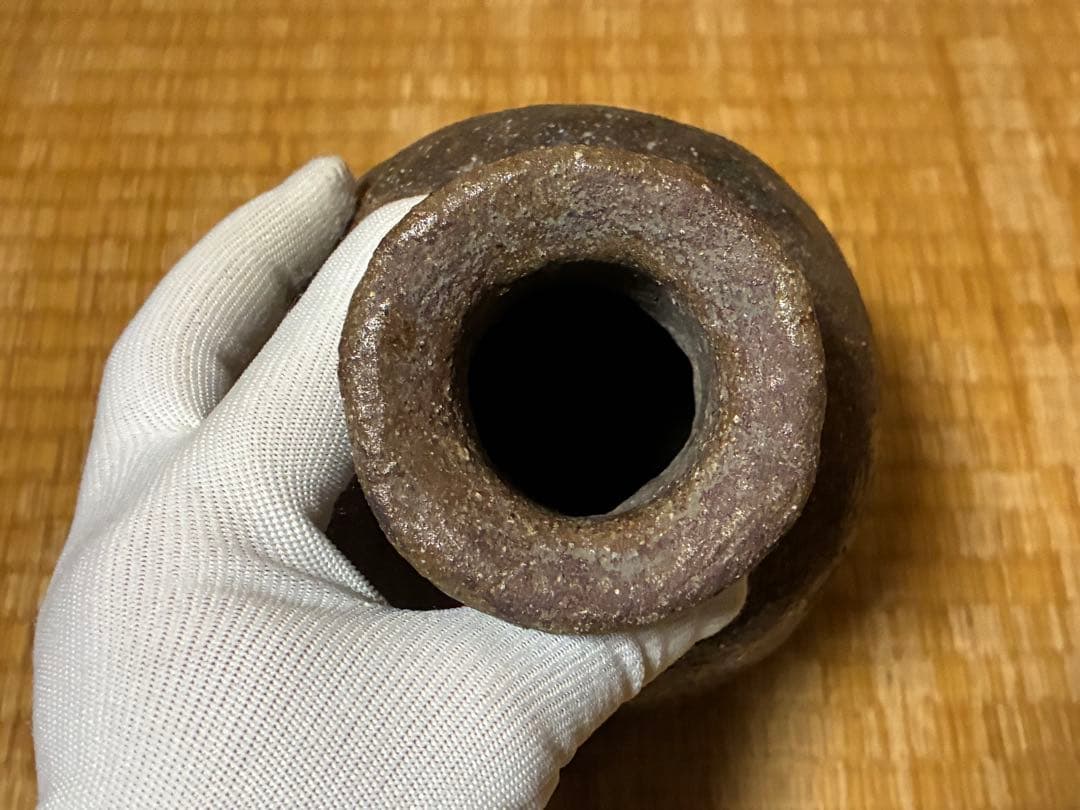 古い 陶器 うずくまる 壺 花入 時代物
