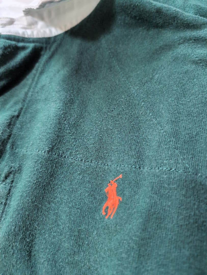 90Ｓ古着ぽろラルフローレンラガーシャツ刺繍ロゴ長袖Ｔ