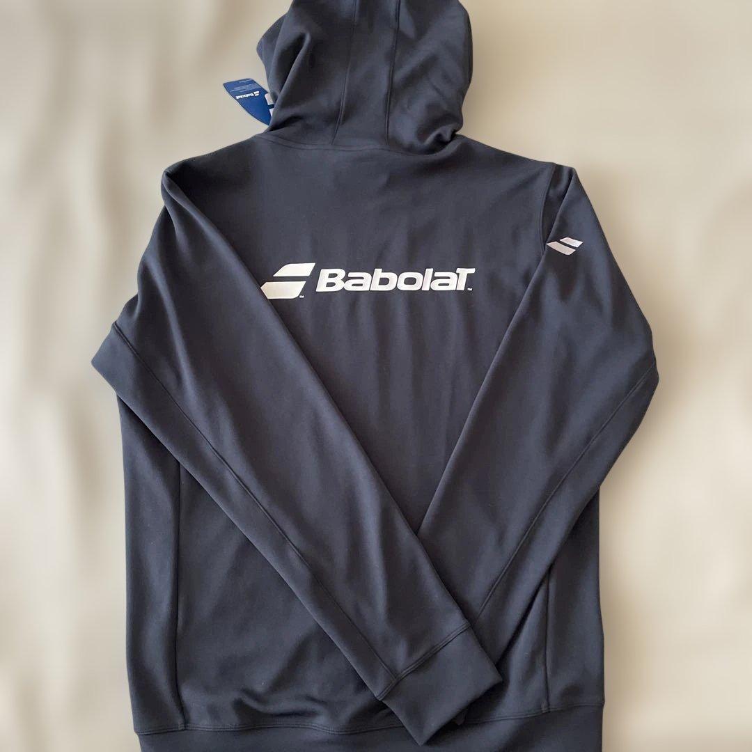 Babolat フード付きジャケット 黒　片側サイド白ライン　XL