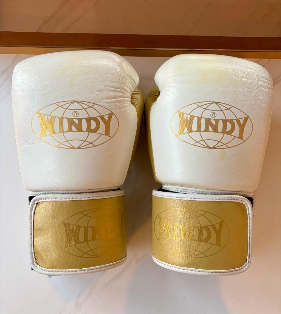 WINDY 14oz ボクシンググローブ 白×金