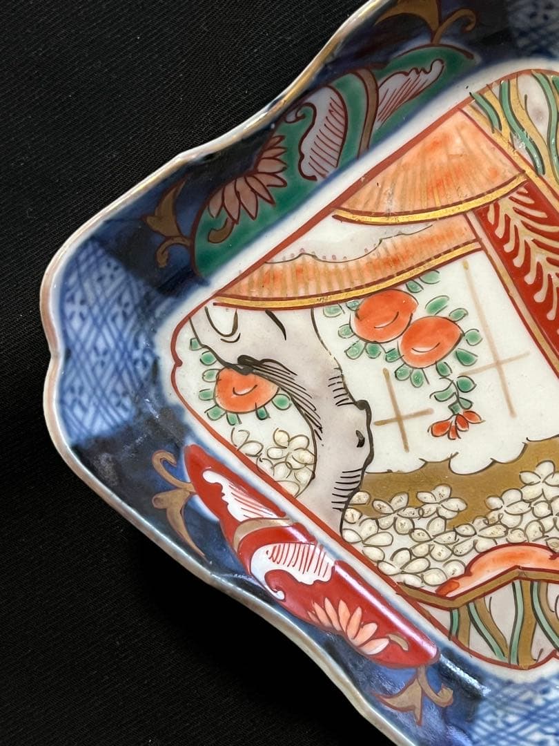 わ*め様 有田焼 伊万里焼 古伊万里 色絵 金彩 菱皿 刺し身皿 4客 管理A3