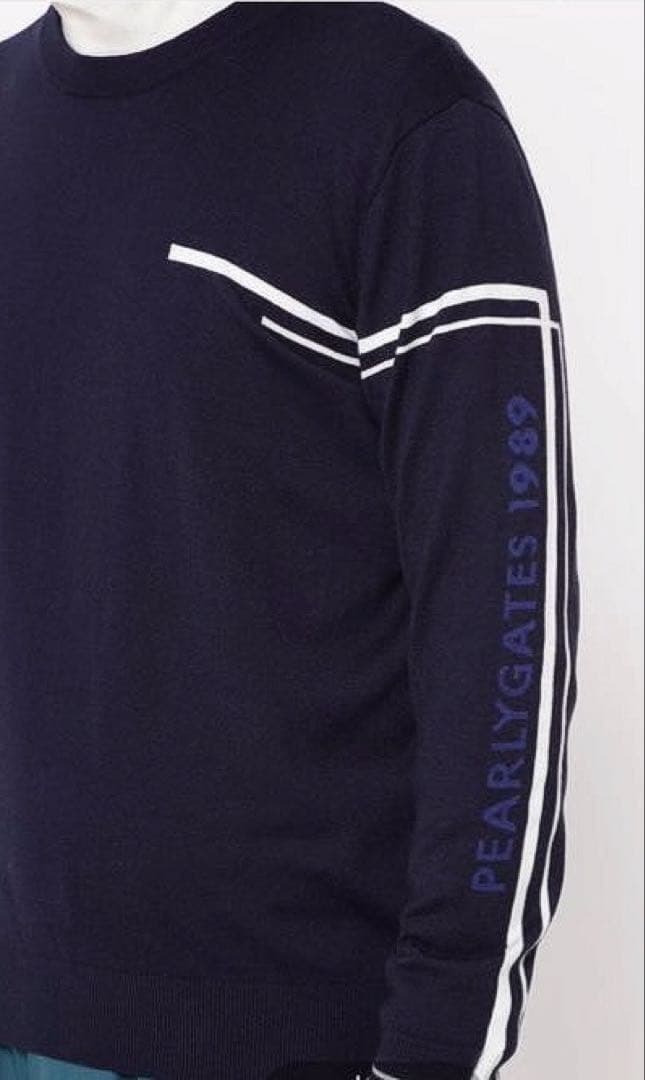 パーリーゲイツ 天竺インターシャクルーネックプルオーバー（D.NAVY／4）