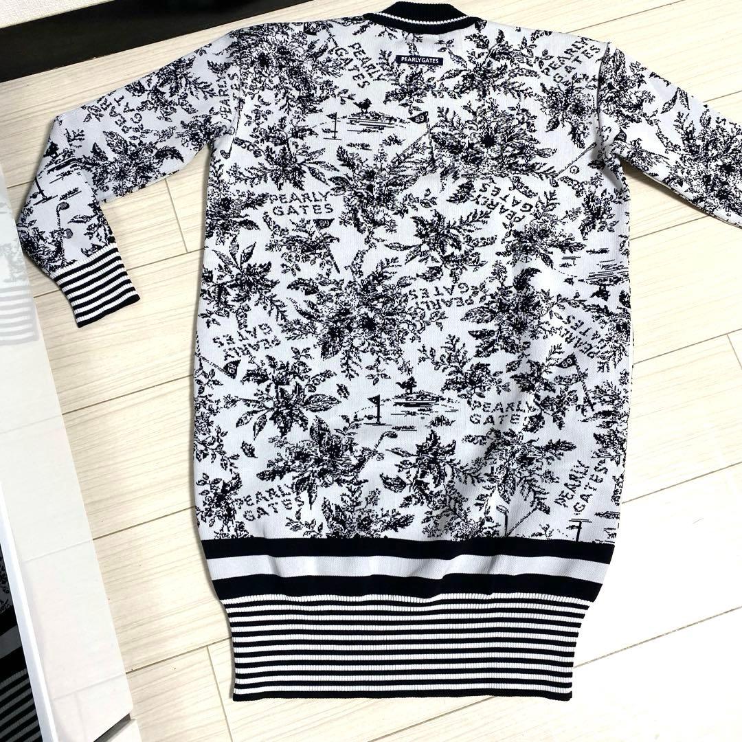 新品❣️パーリーゲイツ　花柄　モックネック　ニットワンピース　ゴルフウェア