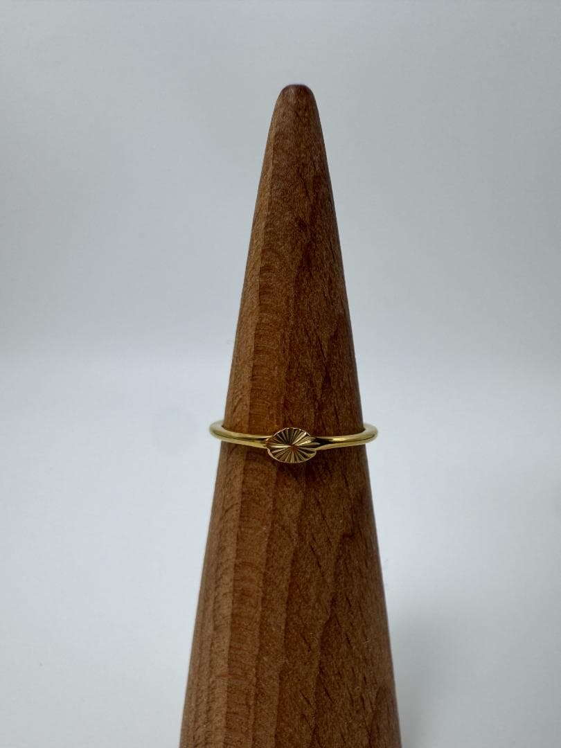 美品/日本製K18ゴールド 貝殻モチーフリング9号
