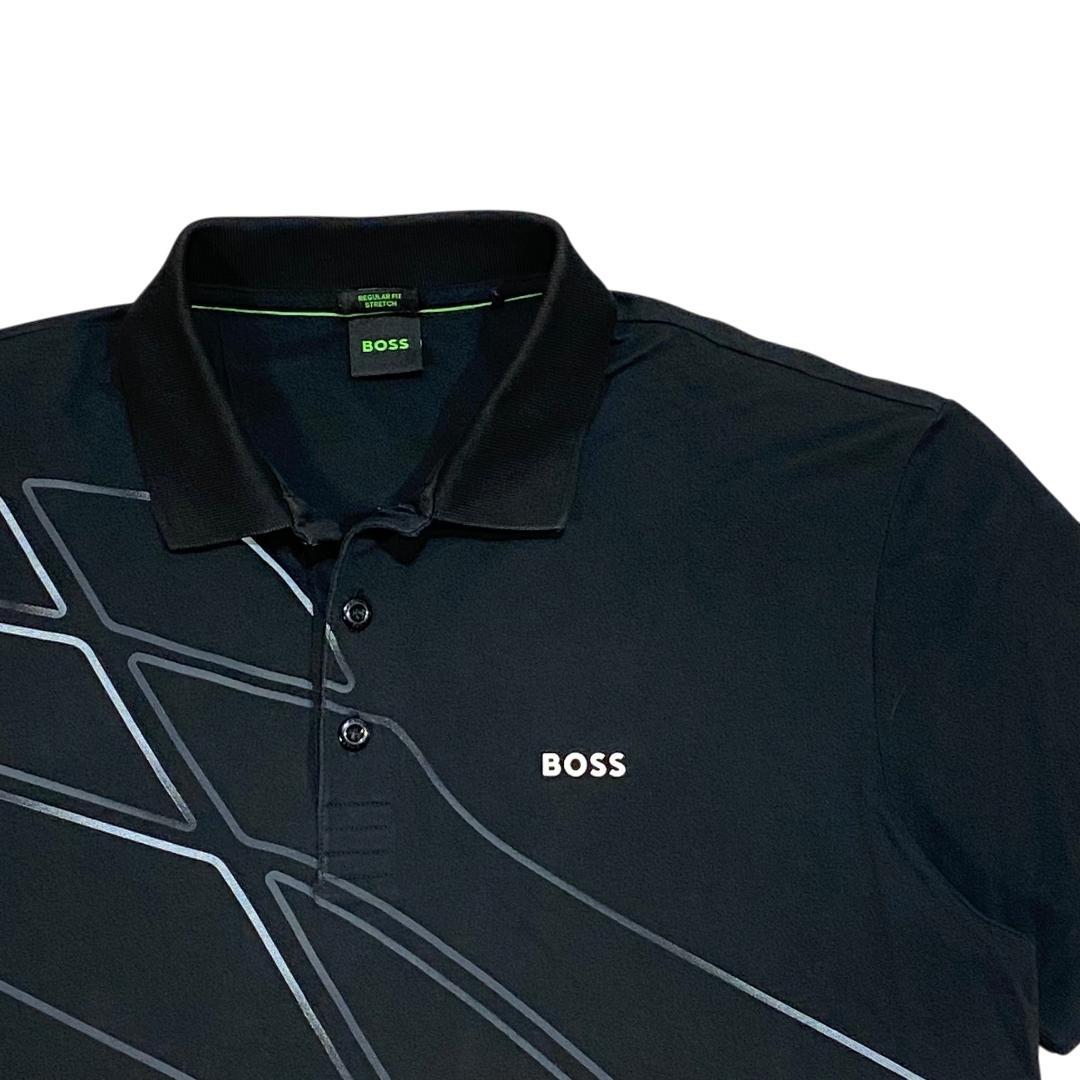 HUGO BOSS ヒューゴボス 半袖 ストレッチ ポロシャツ L ブラック