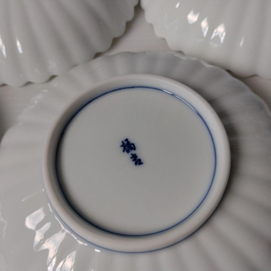 京都 たち吉 菊寿 白菊 菊割 白磁 菊割皿 中皿 深皿 銘々皿 5客揃