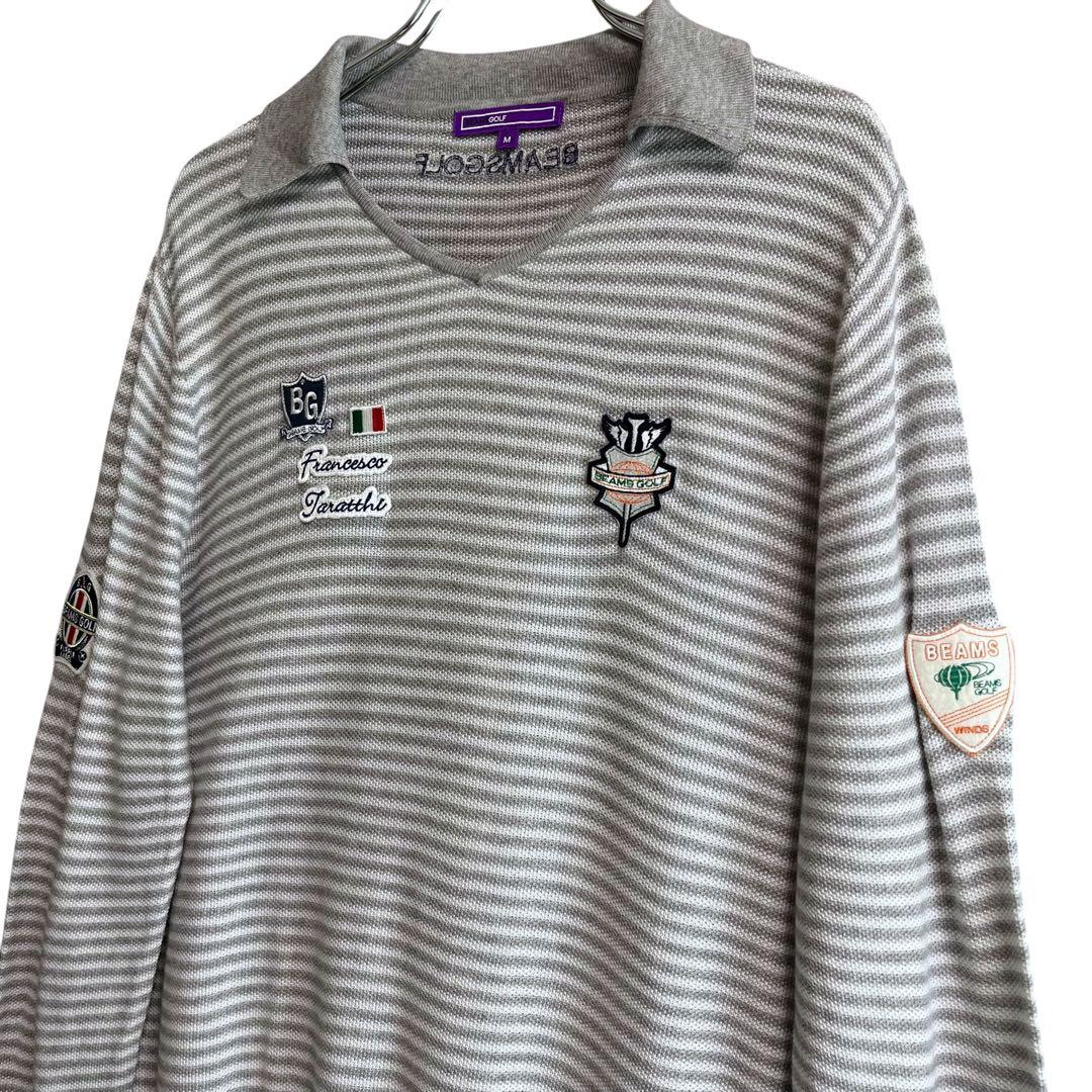 BEAMS GOLF ビームスゴルフ パープルレーベル ボーダー ニット ポロM
