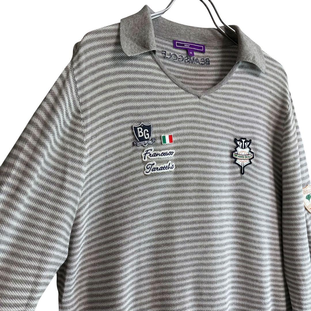 BEAMS GOLF ビームスゴルフ パープルレーベル ボーダー ニット ポロM