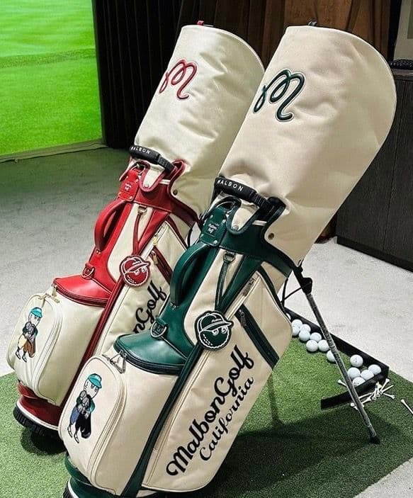 再入荷●Malbon Golf キャディバッグ ベージュワインレッド