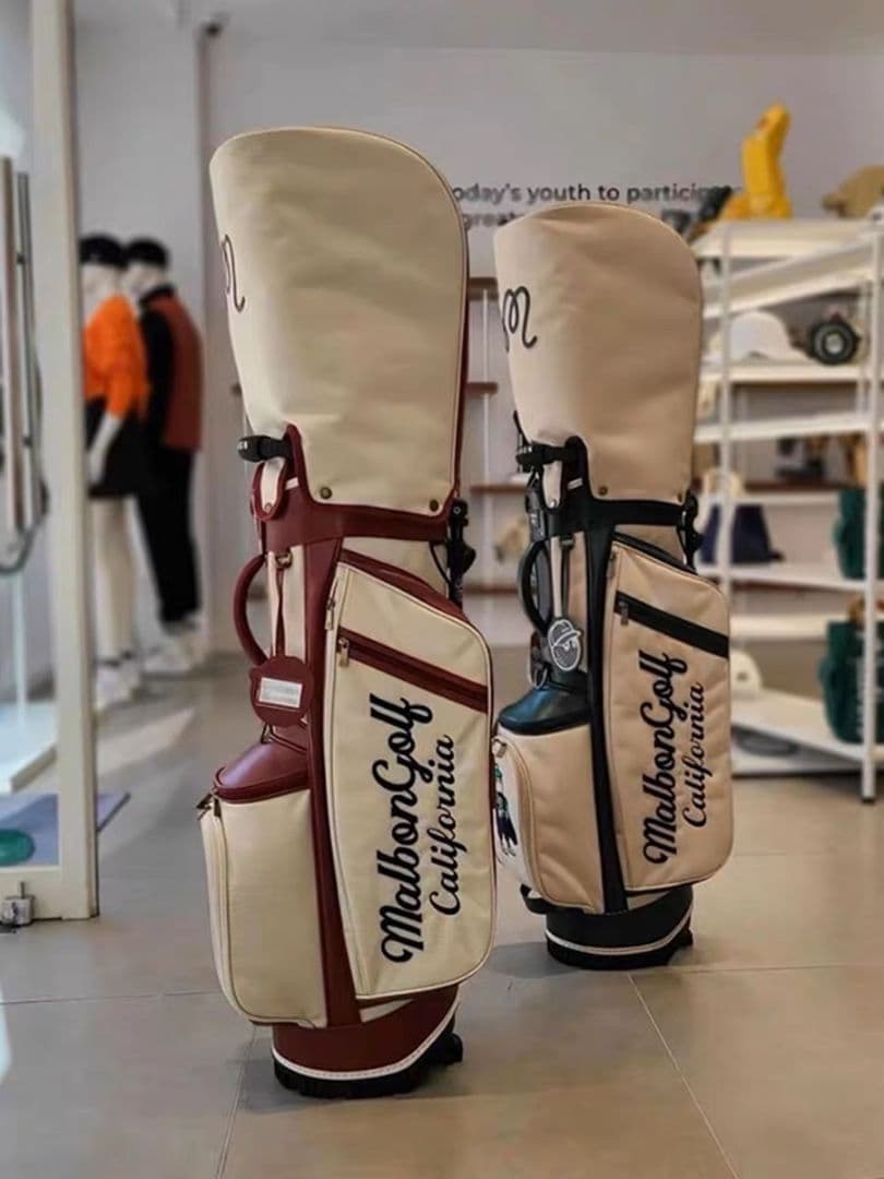 再入荷●Malbon Golf キャディバッグ ベージュワインレッド