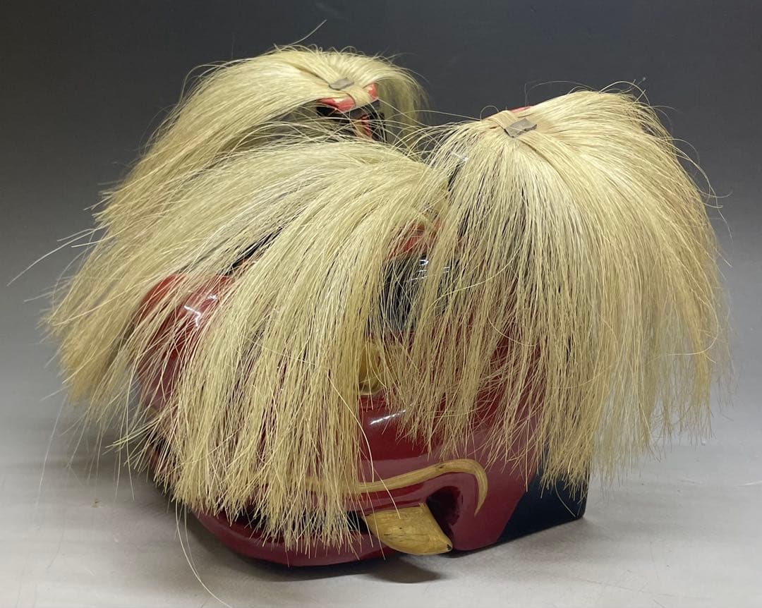 獅子舞　獅子頭　木彫　漆塗　s2552