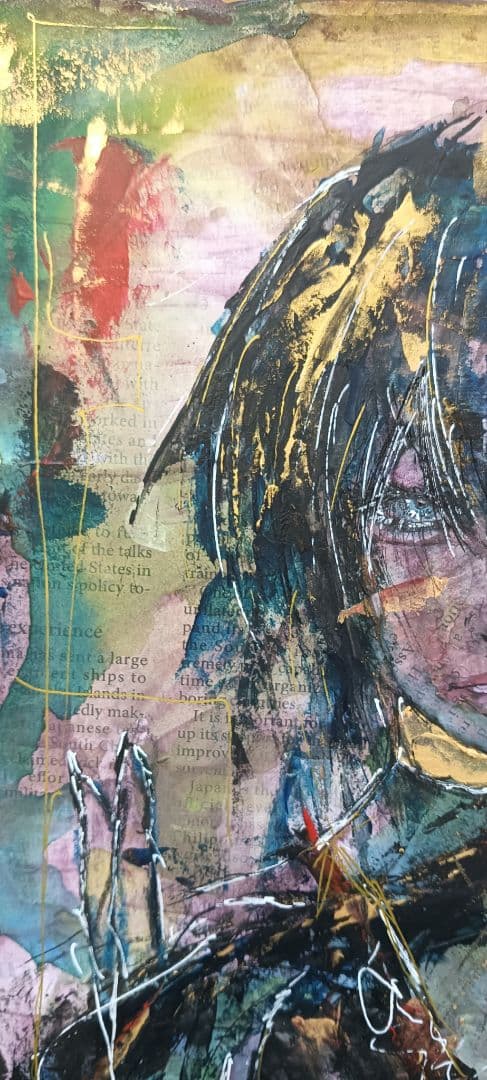 美人画 水彩 混合 抽象 現代アート アナログアート イラスト 原画