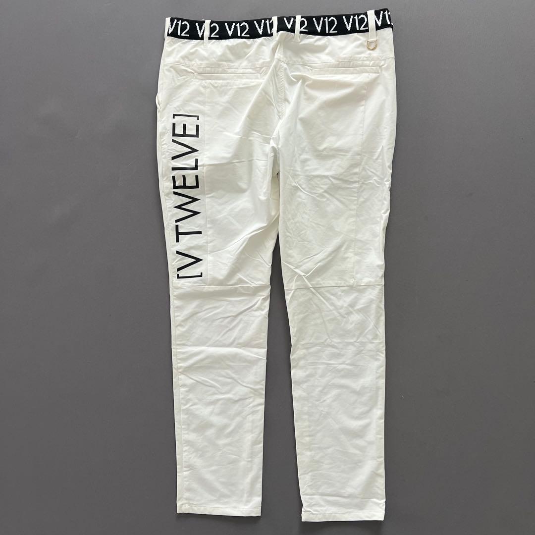 V12 ヴィトゥエルヴ　メンズ　パンツ　ロゴ　ナイロン　ストレッチ　ゴルフ　白
