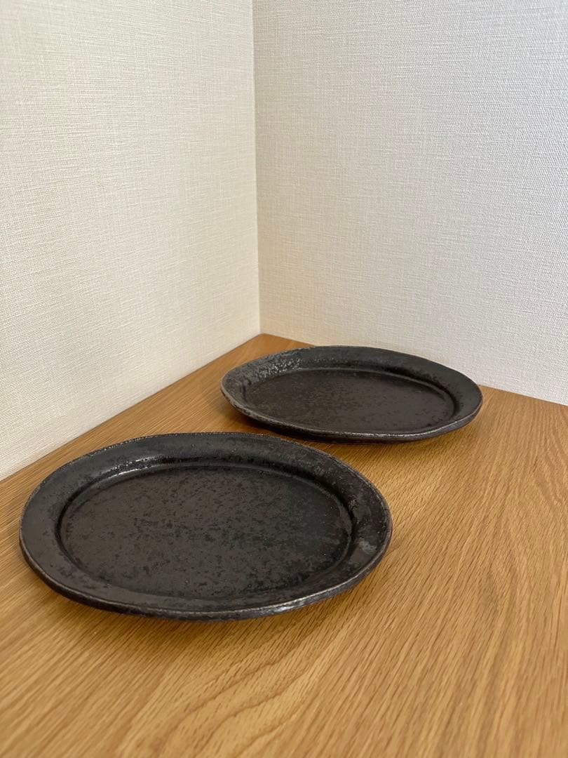 遠藤素子 オーバル皿 鉄釉 2枚セット