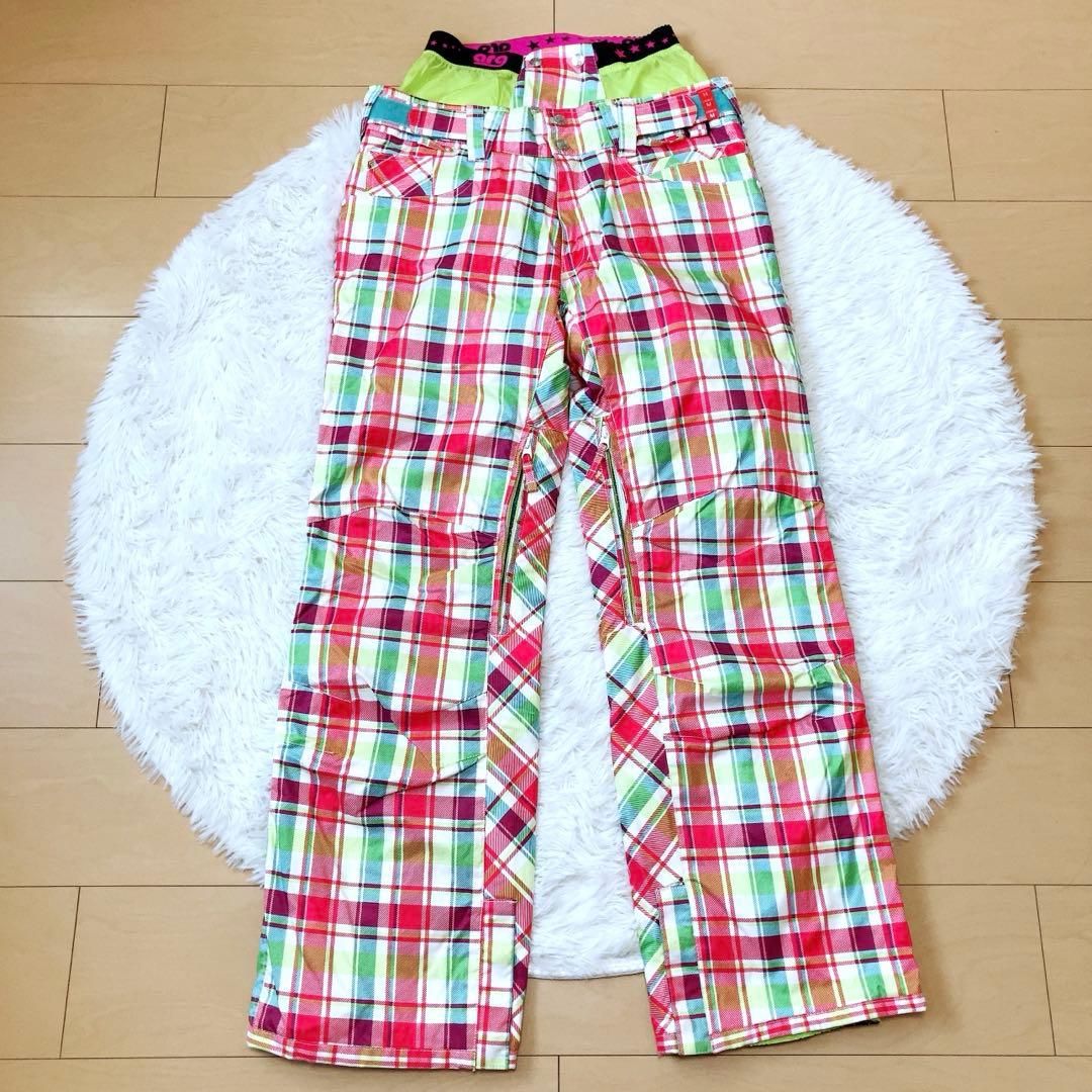 arg アシックス⭕️スノーボードパンツ　スキー　ズボン　ウェア　チェック柄　M