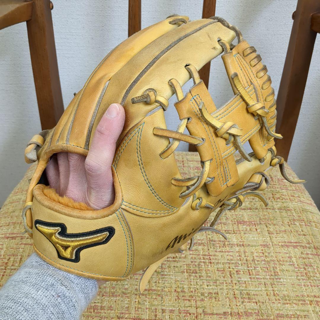 あこ　HAGA JAPAN 内野用 ミズノプロ 硬式用グローブ イエロー