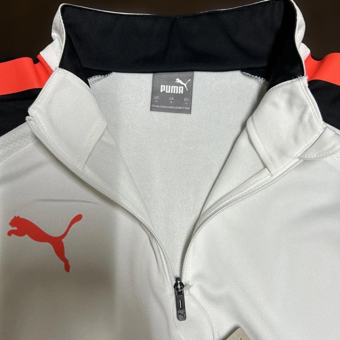 【新品】PUMA ハーフジップジャケット Lサイズ　白　ジャージ　裏起毛　親指穴