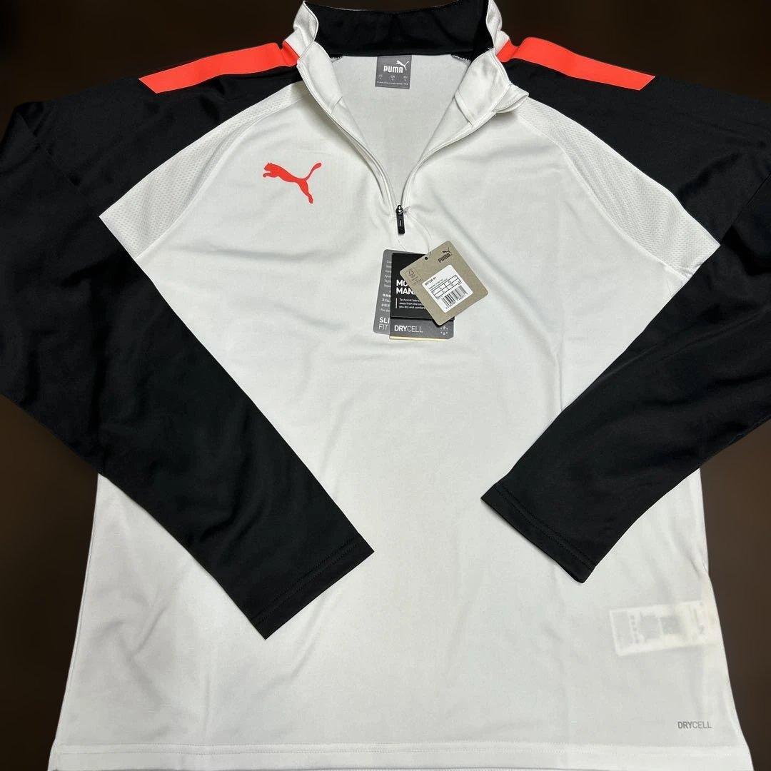 【新品】PUMA ハーフジップジャケット Lサイズ　白　ジャージ　裏起毛　親指穴