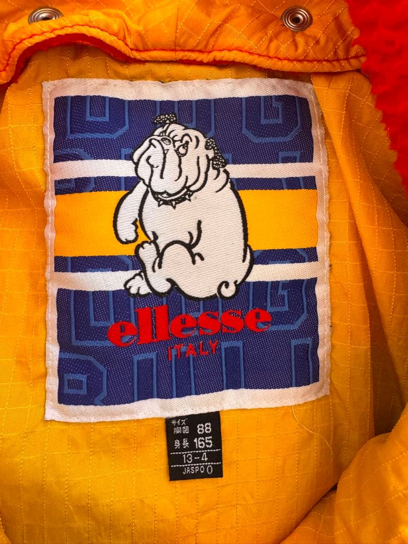 希少 90s ellesse エレッセ 中綿 アノラックパーカー ブルドッグ総柄