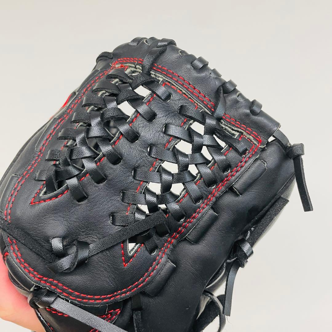 【Mizuno】ミズノ　軟式グローブ 黒/赤 右手用　即戦力　美品