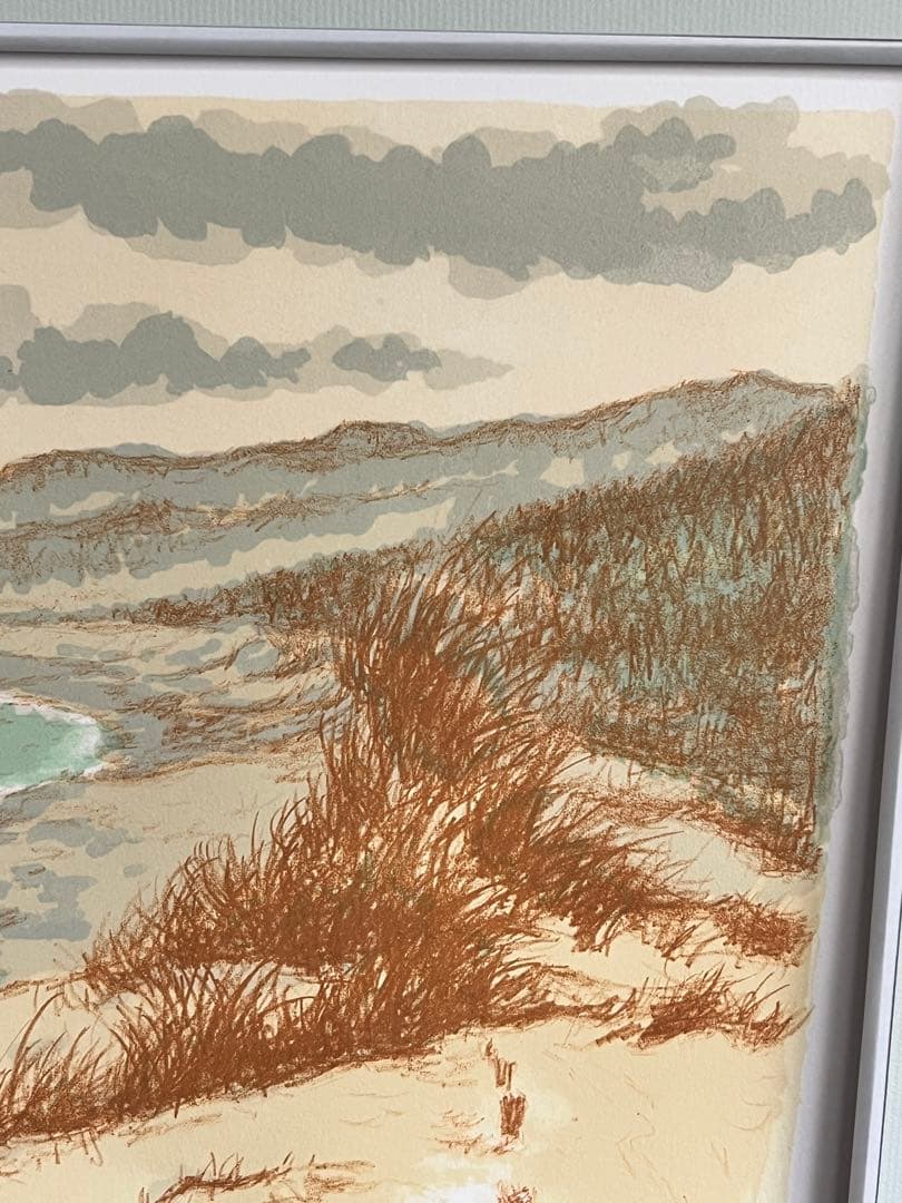 真作　川崎鈴彦 海岸風景 リトグラフ　23/100