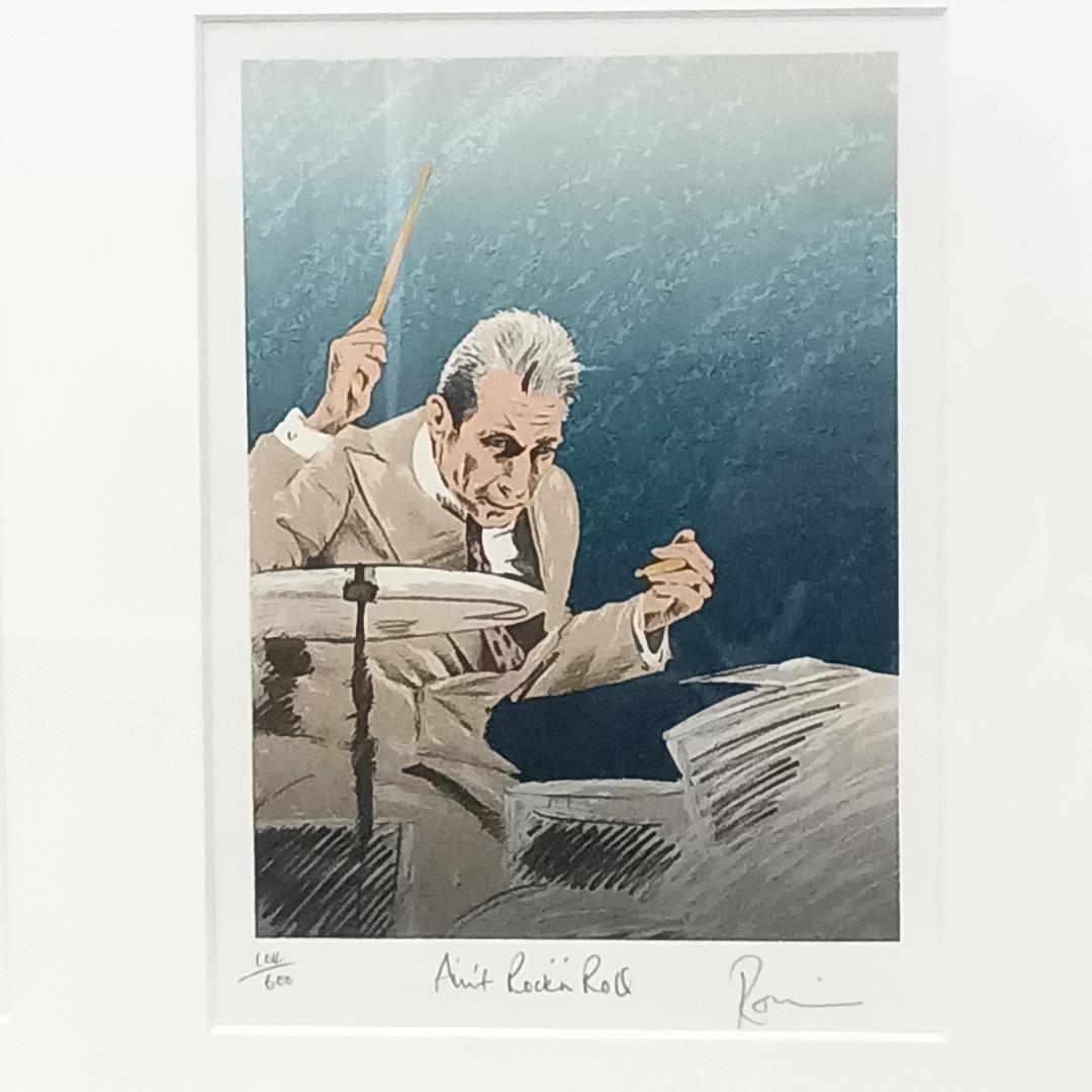 額縁付き 絵画 中型 ロンウッド リトグラフ　スライドオンディスⅡ 人物画