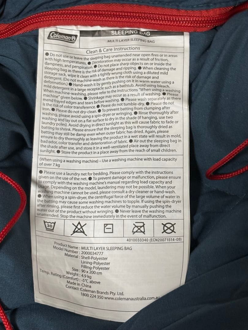 アウトドア寝具 Coleman MULTILAYER SLEEPING BAG