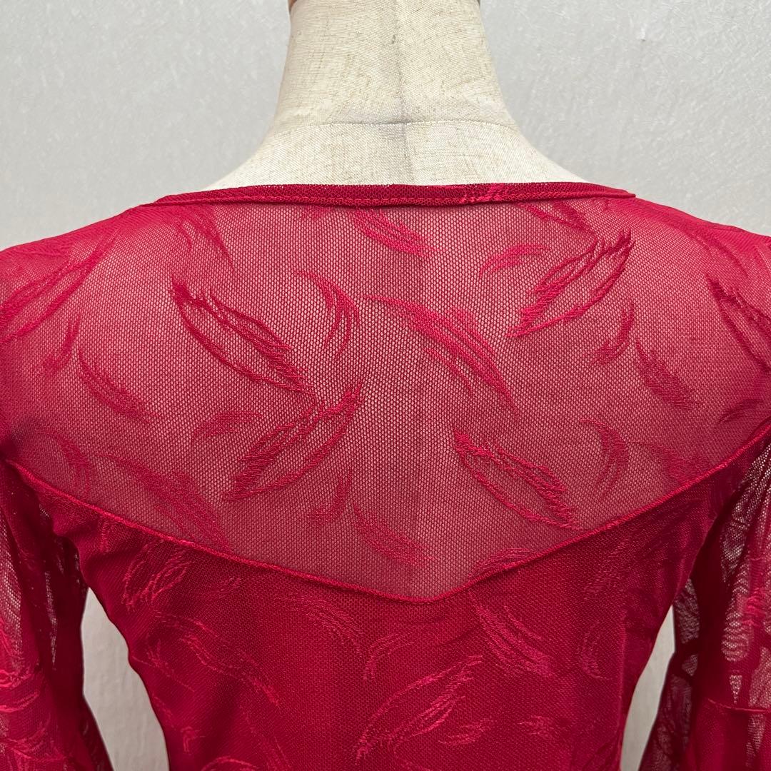 新品 社交ダンス トップス ダークレッド