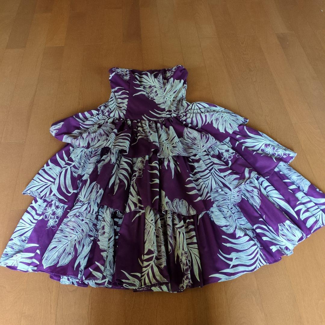 フラダンス衣装　CC fashion ハワイアンドレス　パープル　3段