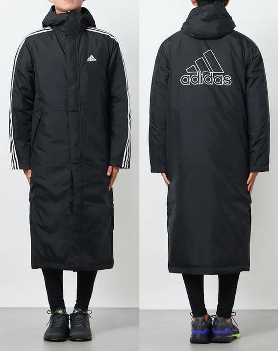 新品半額以下 15400円を アディダス ベンチコート ロングBLKブラック M