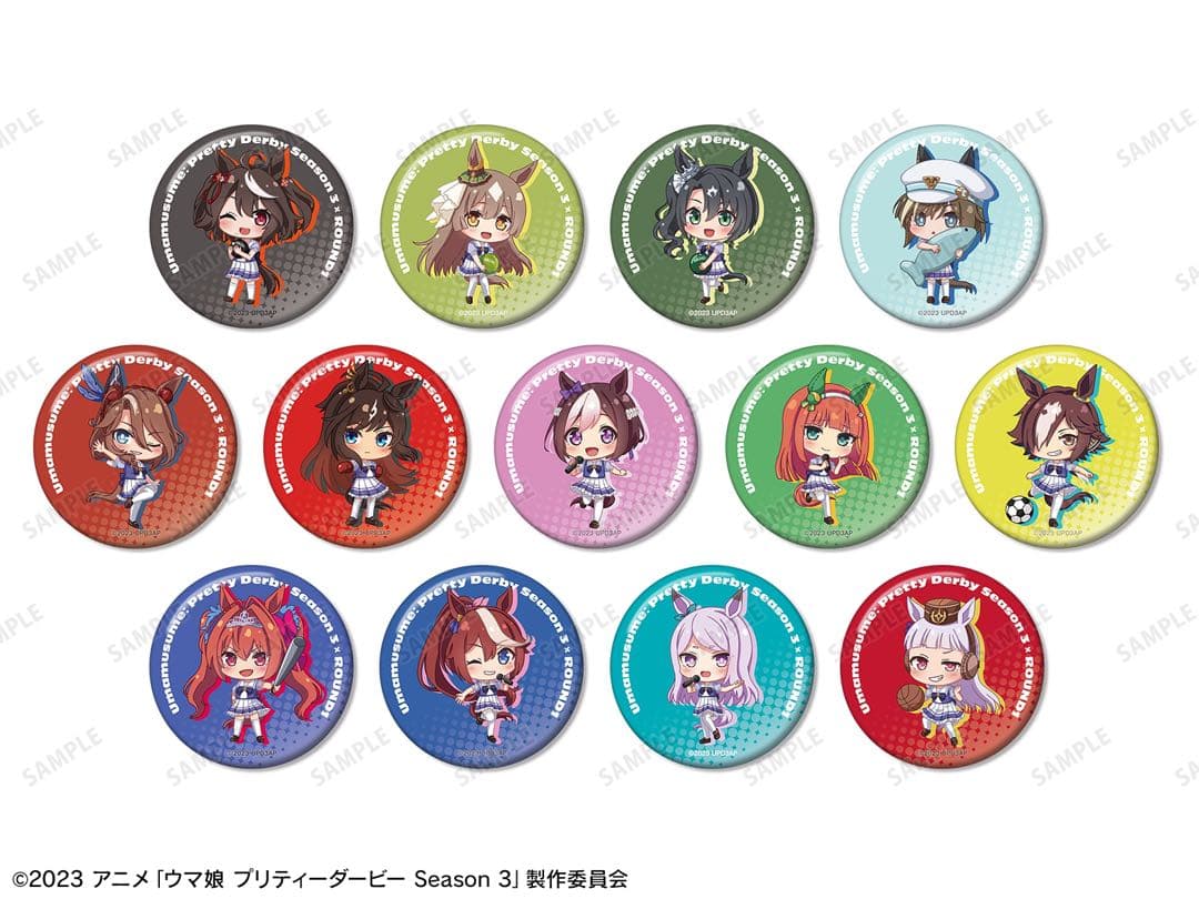 ウマ娘 ラウンドワン ちびキャラ トレーディング缶バッジ アクリルスタンドBOX