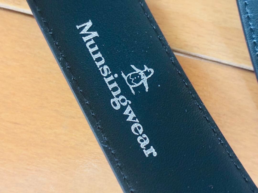 Munsingwear ブラックレザーベルト 110cm