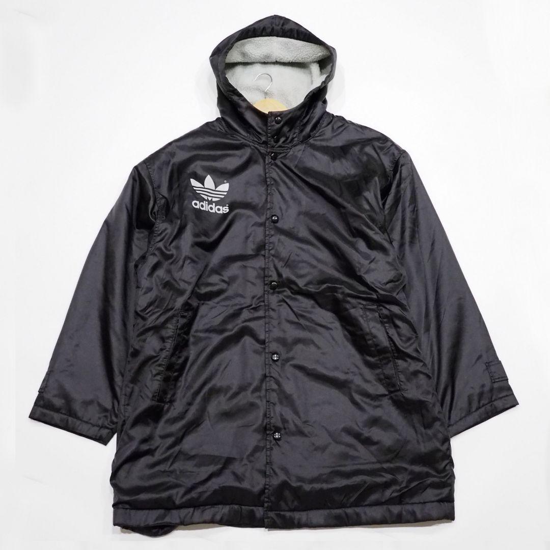 美品 adidas 90s 裏ボアベンチコート ビッグロゴ L-O デサント製