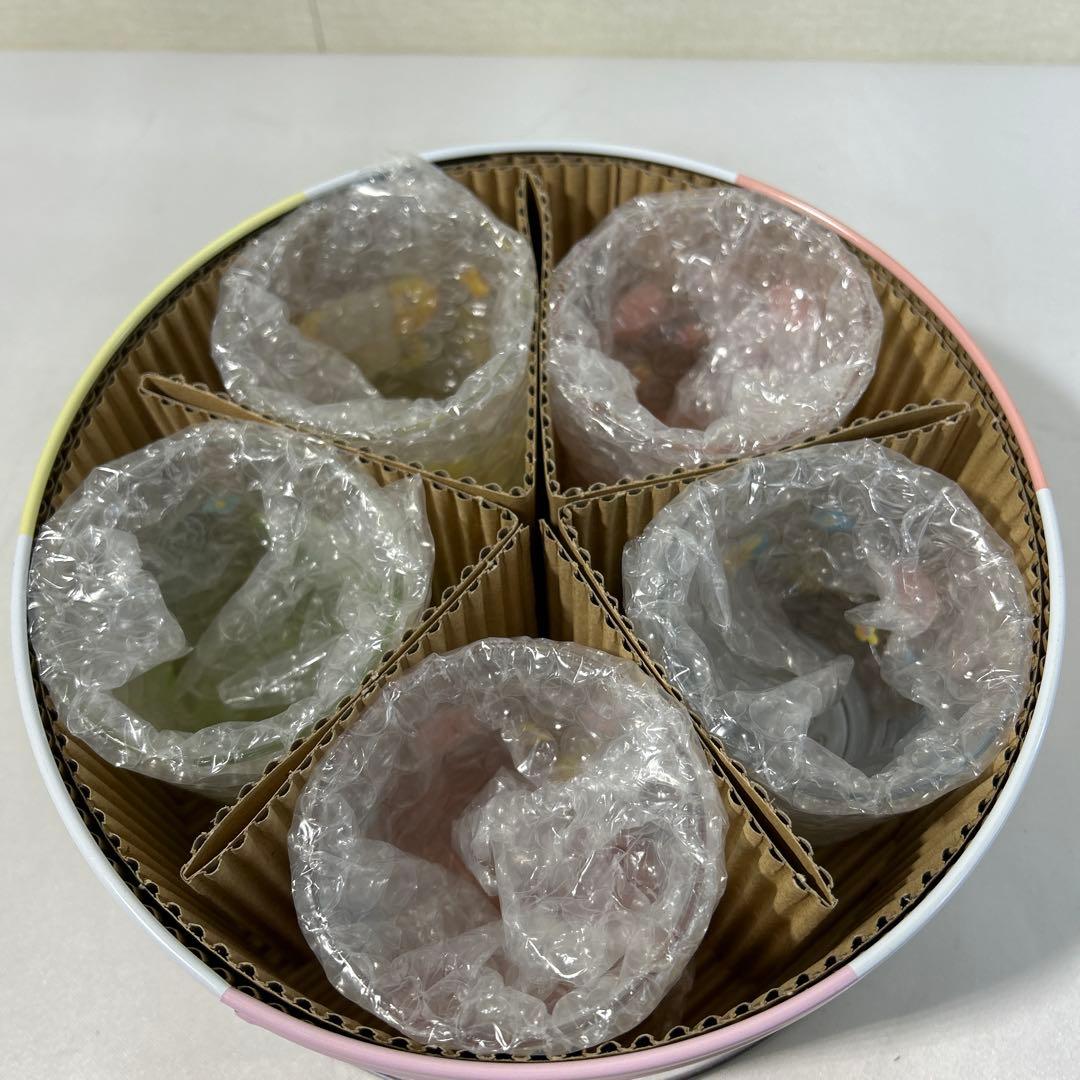 平成レトロ 2003年製 ハローキティ 缶入りグラスセット 5個 バタフライ希少