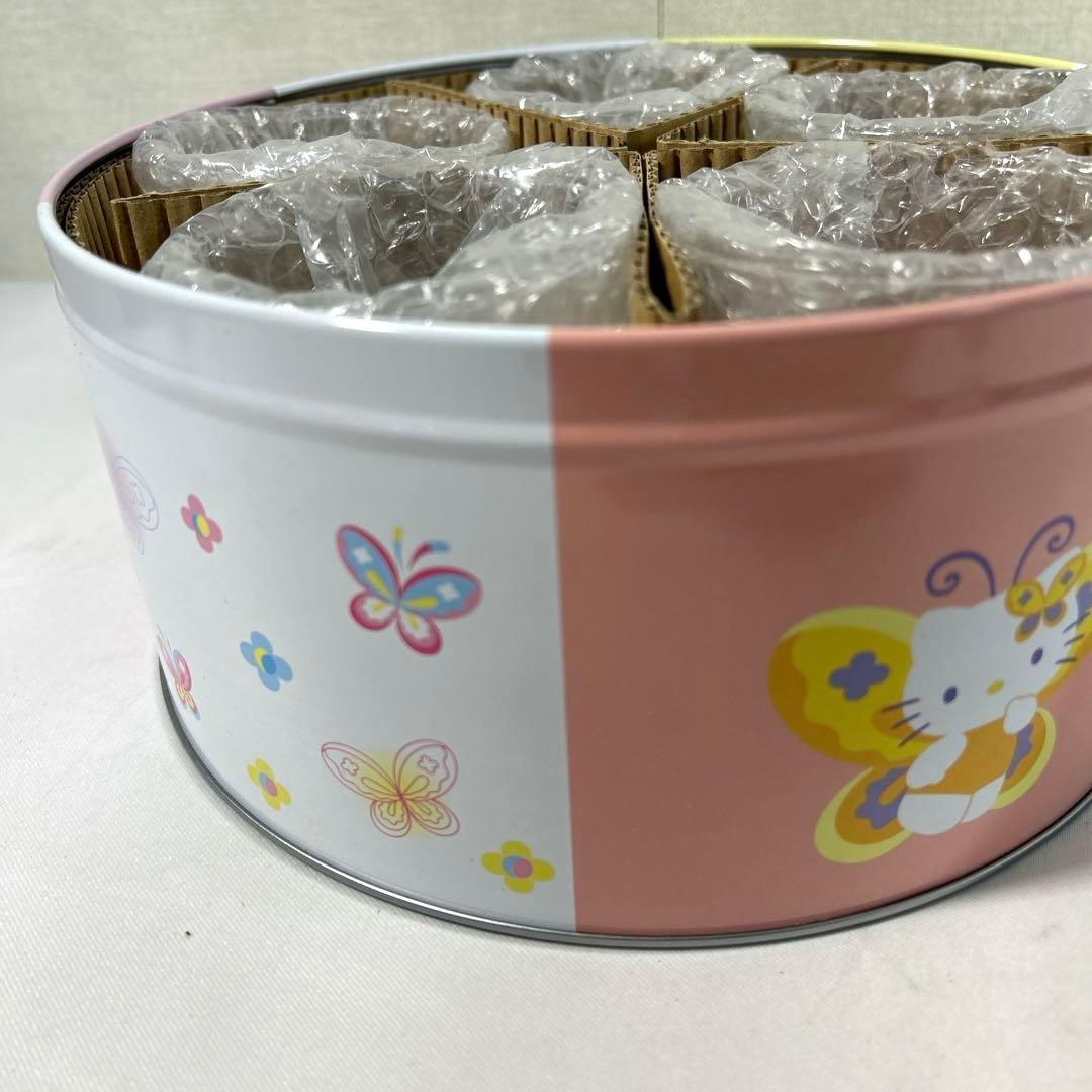 平成レトロ 2003年製 ハローキティ 缶入りグラスセット 5個 バタフライ希少