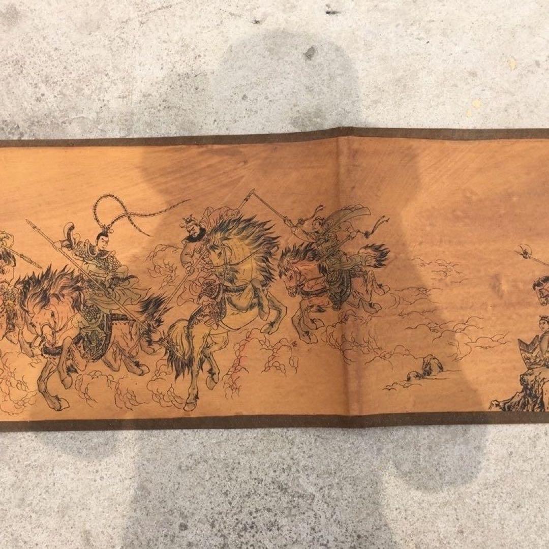 【特価】中国字画 《三英戦呂布》古典絵巻 三国志 絹本 手巻き・和室装飾