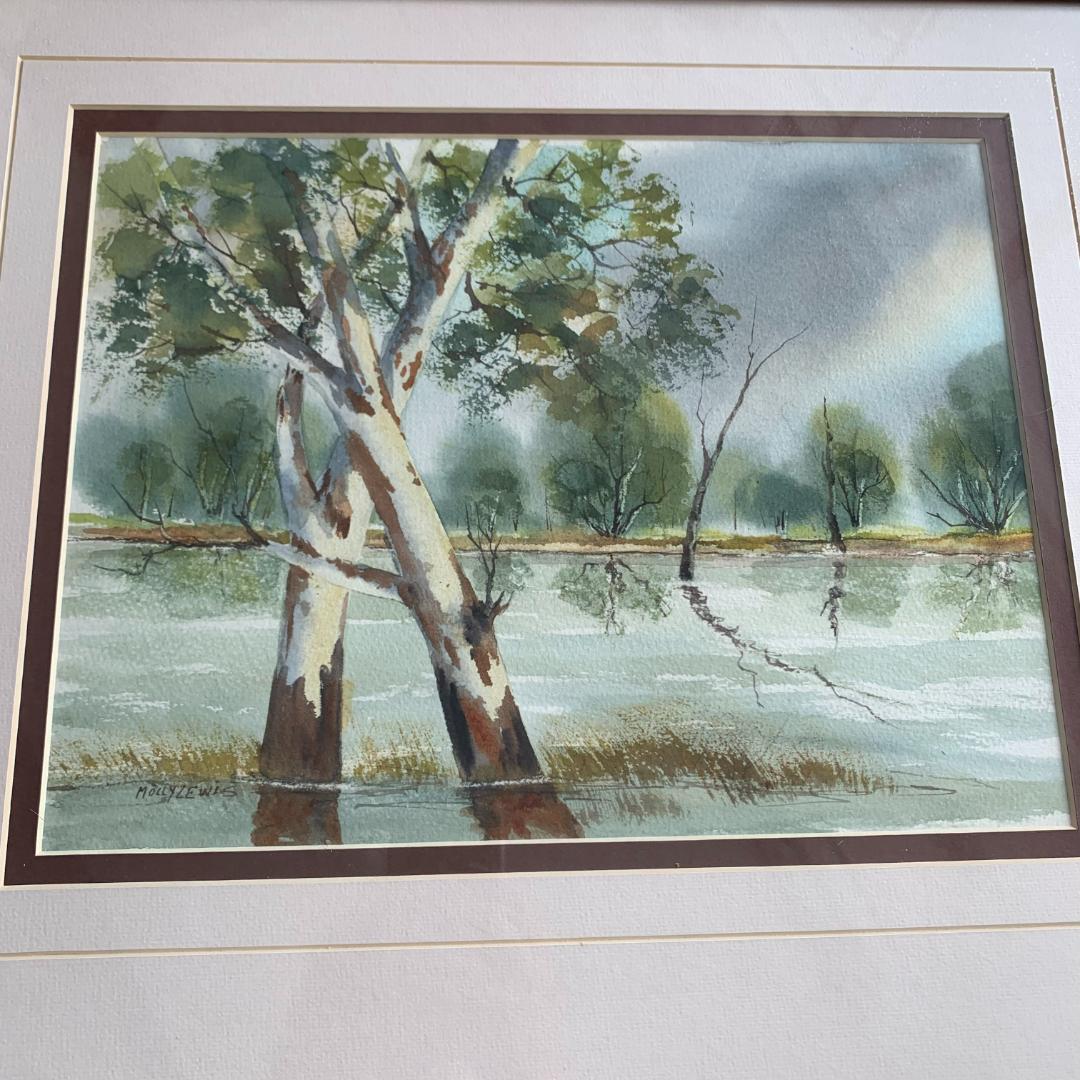 絵画 MOLLY LEWIS Murrumbidgee  in flood