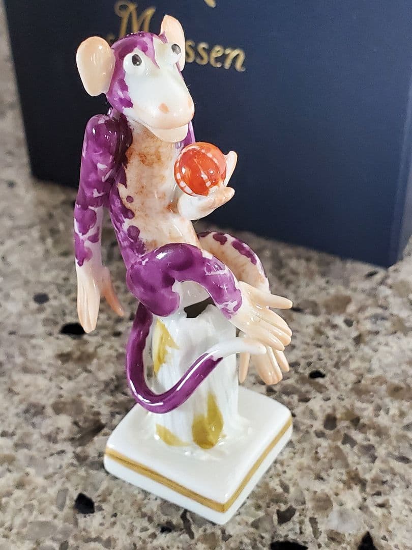 Meissen マイセン　干支シリーズ　猿　磁器フィギュア 専用ボックス付き